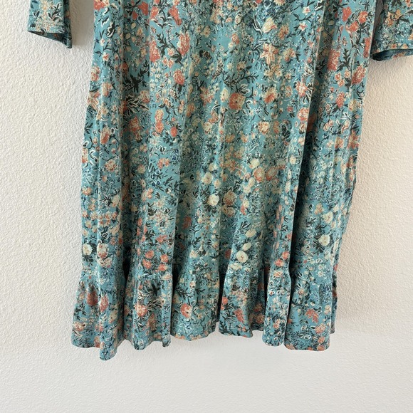 Peruvian Connection Ditsy Floral Dress Womens Size M Ruffle Cottage Preppy Beach - Picture 5 of 8